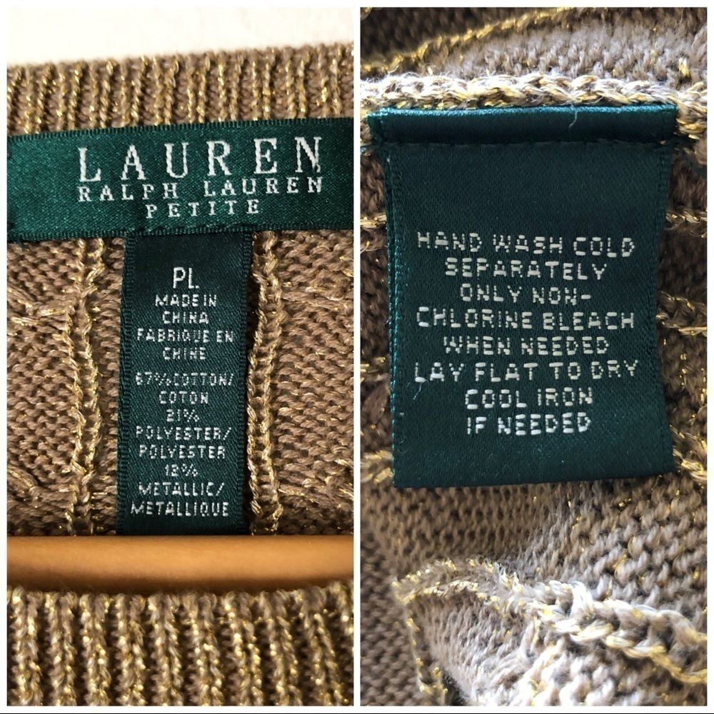 Lauren Ralph Lauren Gold cableknit sweater NWOT - Picture 4 of 5